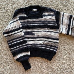 Z Supply Asheville Stripe Sweater in Black & Cream Medium
